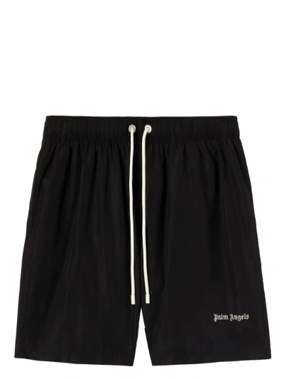Palm Angels Logo-embroidered Swim Shorts In Black  