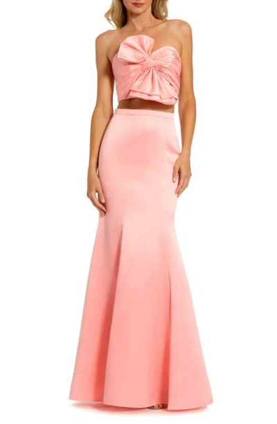 Mac Duggal Women's Strapless Bow Top & Mermaid Skirt 2-piece Set In Petal Pink