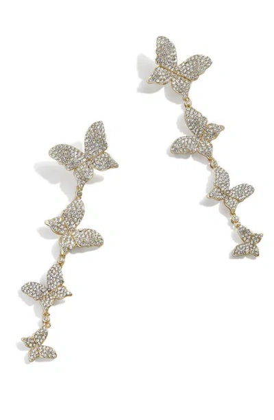 Baublebar Free As Can Be Pave Butterfly Linear Drop Earrings In Gold Tone In Gold/ Clear
