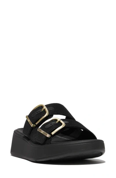 Fitflop F-mode Shimmer Buckle Sandal In Black