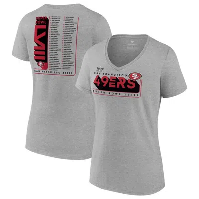 Fanatics Branded  Heather Gray San Francisco 49ers Super Bowl Lviii Roster V-neck T-shirt