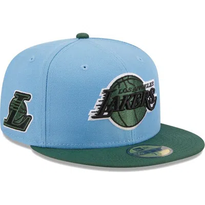 New Era Men's  Light Blue, Green Los Angeles Lakers Two-tone 59fifty Fitted Hat In Light Blue,green
