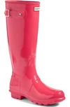 Hunter Original Tour Short Packable Rain Boot In Bright Pink