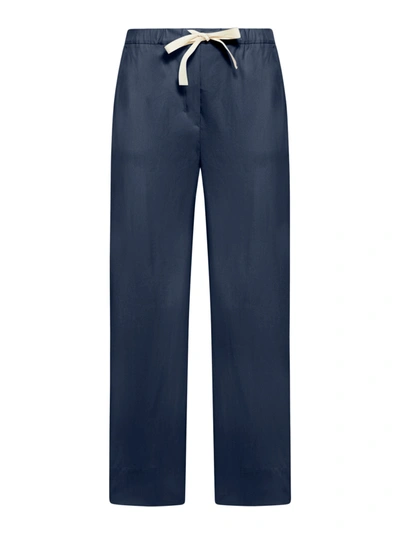 's Max Mara Cotton Poplin Wide-leg Trousers In Blue