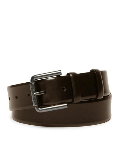 Max Mara Buffered Leather Belt In Brown