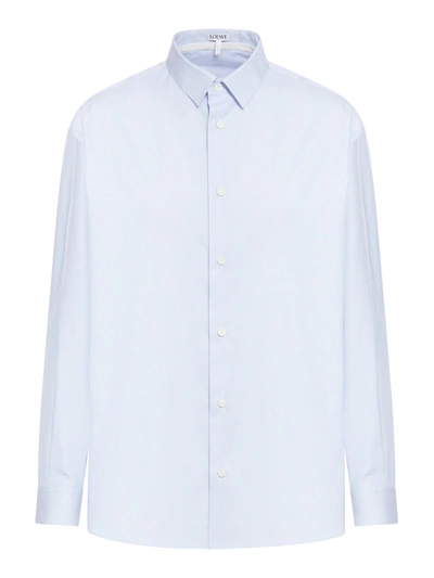 Loewe Women's Double-layer Cotton-silk Shirt In Blue White