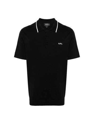 Apc Flynn Cotton Polo Shirt In Black