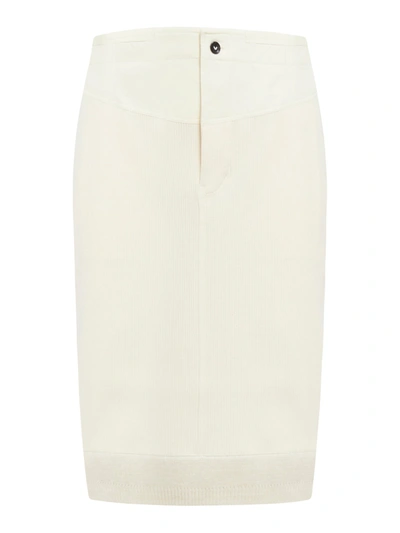 Bottega Veneta Ribbed-knit Cotton Jersey Midi Skirt In Nude & Neutrals