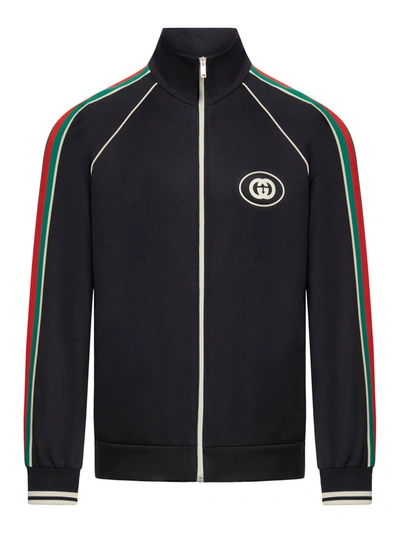 Gucci Technical Jersey Zip Jacket In Black
