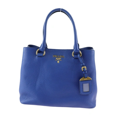 PRADA PRADA SAFFIANO BLUE LEATHER TOTE BAG (PRE-OWNED)