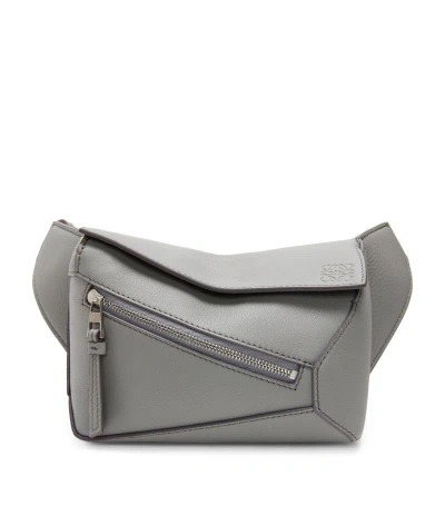 Loewe Puzzle Edge Mini Leather Belt Bag In Grey