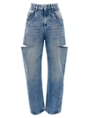 Maison Margiela Light Blue Denim Distressed Straight Leg Jeans With Cut-out