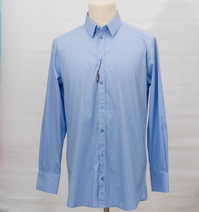 Pre-owned Dolce & Gabbana Blue Stretch Cotton Shirt