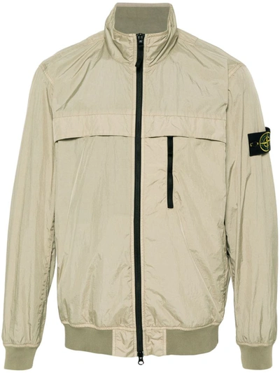 Stone Island Gray Garment-dyed Jacket In Beige