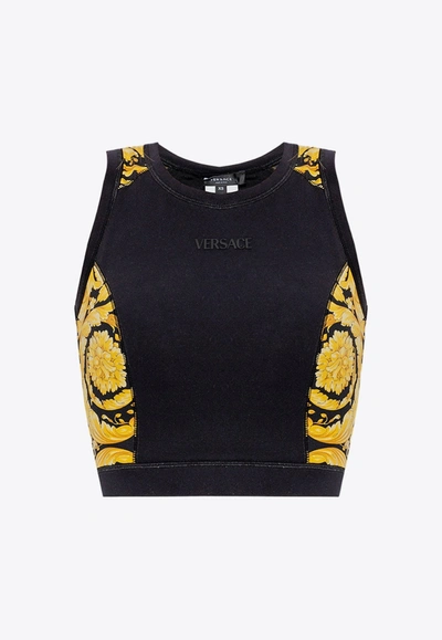 Versace Barocco Patterned Sports Top In Black