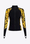 Versace Baroque-print Zip-up Jacket In Black