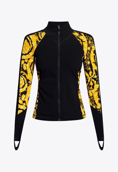 Versace Baroque Pattern Zip In 5b010 Black+print