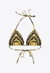Versace Printed Triangle Halterneck Bikini Top In Yellow