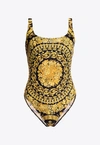 Versace Barocco Classico One Piece Swimsuit In Yellow
