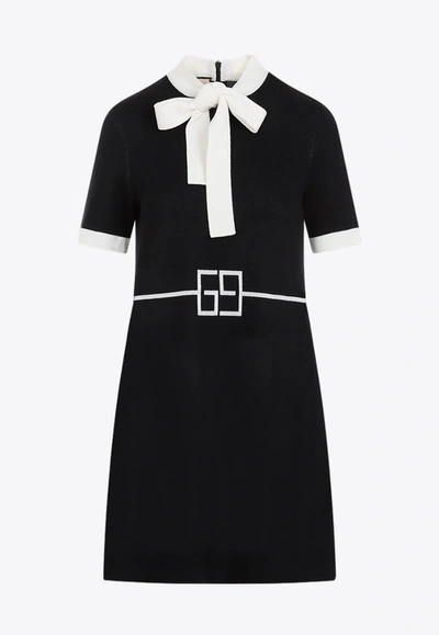 Gucci Dress In Gg Check Jacquard Wool In Black