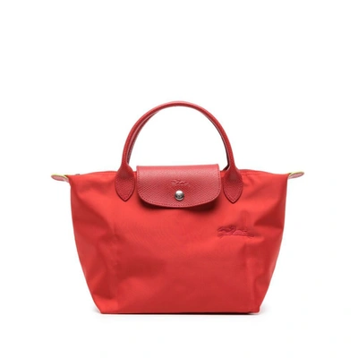 Longchamp S Le Pliage Green Bag In Red