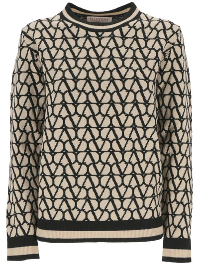 Valentino Toile Iconographe Jumper In Wool And Jacquard In Multi