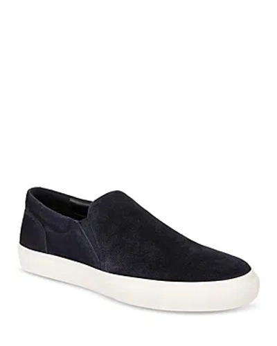 Vince Men's Fletcher Perforated Suede Slip-on Trainers In Nightblue Suede