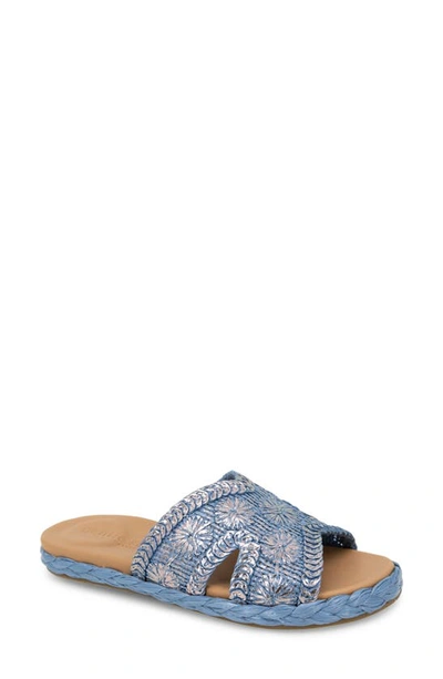 Gentle Souls By Kenneth Cole Tristan Woven Raffia Sandal In Zen Blue