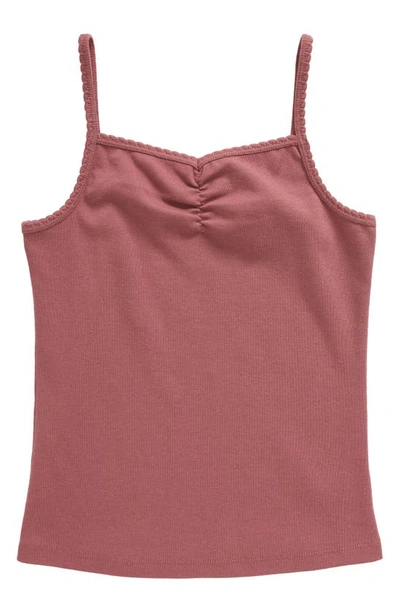 Treasure & Bond Kids' Ruched Cotton Blend Tank Top In Burgundy Shade