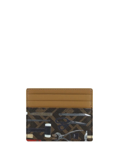 Fendi Graphic Printed Cardholder In Tbmr/mlc+sand+p