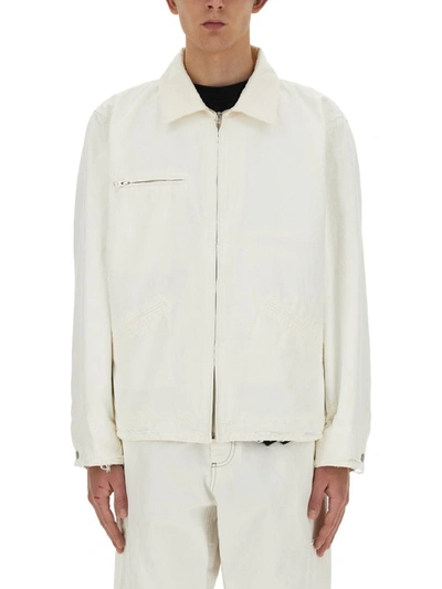 Mm6 Maison Margiela Distressed Denim Jacket In Ivory