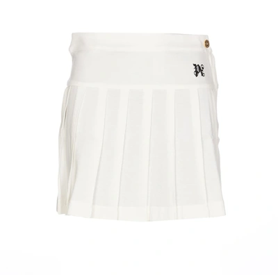 Palm Angels White Cotton Miniskirt
