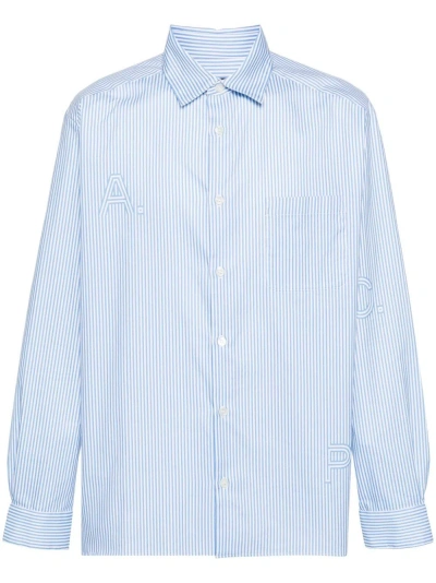 A.p.c. Malo Striped Shirt In Light Blue