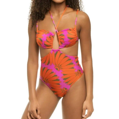 Farm Rio Cutout One Piece Swimsuit In Copabanana Pink In Orange