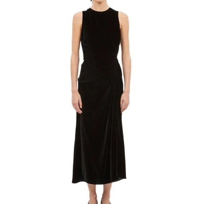 Ulla Johnson Cornelia Ruched-side Velvet Midi Dress In Black