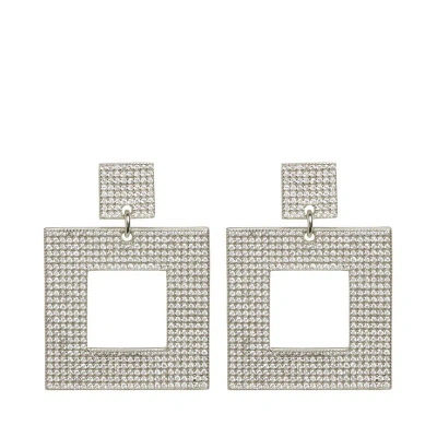 Luv Aj The Pave Box Hoops Earrings In Gold In Grey