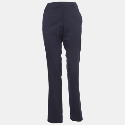 Pre-owned Moncler Navy Blue Wool Blend Formal Trousers L