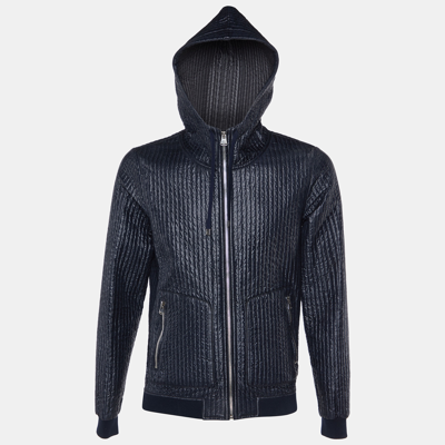 Pre-owned Dolce & Gabbana Midnight Blue Quilted Zip Up Jacket L In Navy Blue