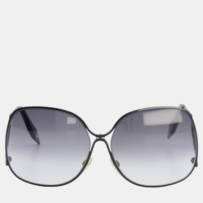 Pre-owned Bottega Veneta Large Metal Frame Sunglasses In Blue