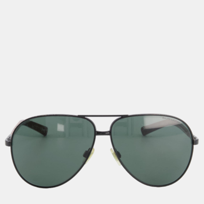 Pre-owned Ralph Lauren Black Aviator Sunglasses With Brown Wood Detail