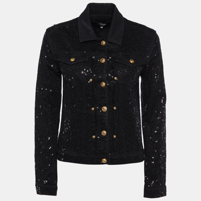 Pre-owned Versus Black Denim Sequined Jacket S