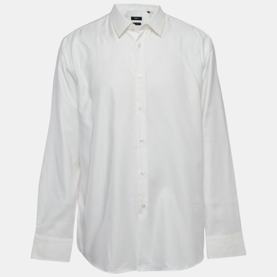 Pre-owned Boss By Hugo Boss White Textured Cotton Long Sleeve Shirt Xxxl