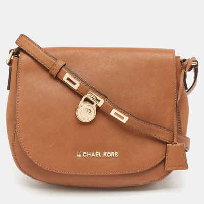 Pre-owned Michael Kors Brown Saffiano Leather Hamilton Messenger Bag