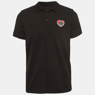 Pre-owned Moncler Black Cotton Logo-patch Detail T-shirt M