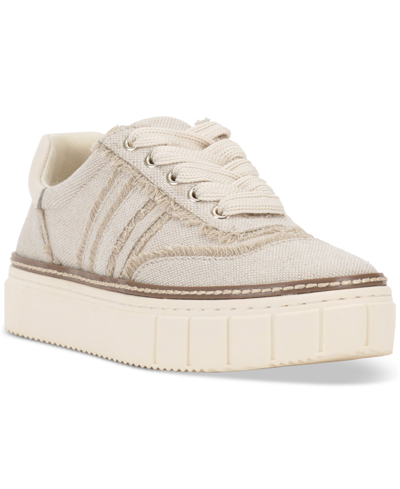 Vince Camuto Reilly Platform Trainer In Stone Khaki Textile