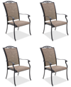 Agio Wythburn Mix And Match Filigree Sling Outdoor Dining Chairs, Set Of 4 In Mocha Grey,bronze Finish