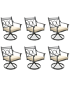 AGIO WYTHBURN MIX AND MATCH SCROLL OUTDOOR SWIVEL CHAIRS, SET OF 6