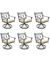 Agio Wythburn Mix And Match Scroll Outdoor Swivel Chairs, Set Of 6 In Straw Natural,pewter Finish