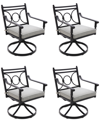 Agio Wythburn Mix And Match Scroll Outdoor Swivel Chairs, Set Of 4 In Oyster Light Grey,bronze Finish