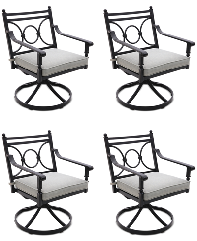 AGIO WYTHBURN MIX AND MATCH SCROLL OUTDOOR SWIVEL CHAIRS, SET OF 4